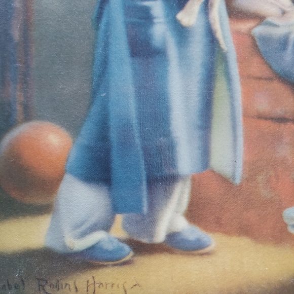 Mabel Rollins Harris, Framed Art. Girl, Doll, Bird House, Robins, Print Home Vin - Picture 4 of 6